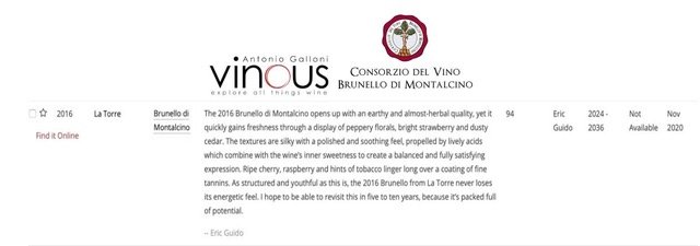 2020-11 - Brunello di Montalcino 2016 - VINOUS GALLONI - GUIDO