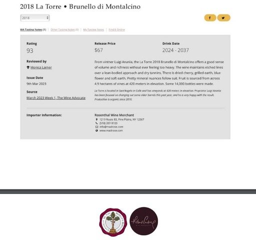 2023-03-09 - Review - Brunello di Montalcino 2018 - Monica Larner - Wine Advocate