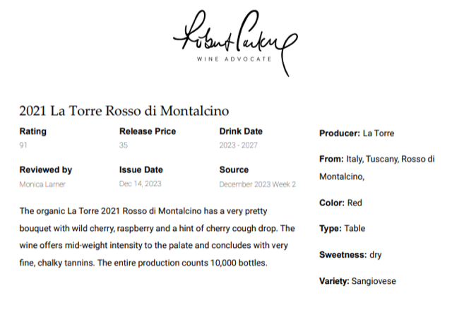 2023-12-14 - Review - Rosso di Montalcino 2021 - Monica Larner
